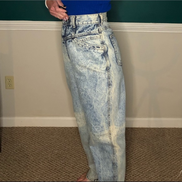 Vintage acid washed high waisted 80’s jeans long - Picture 4 of 14